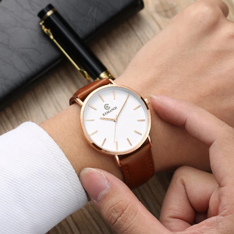 Leather Watch Band Men - Jam Tangan Pria Ultra Tipis Model