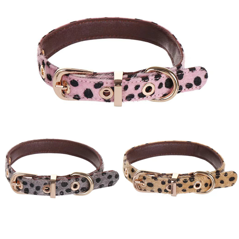 Leather Strap Quick Release - Kerah Anjing Kecil Pola Macan Tutul