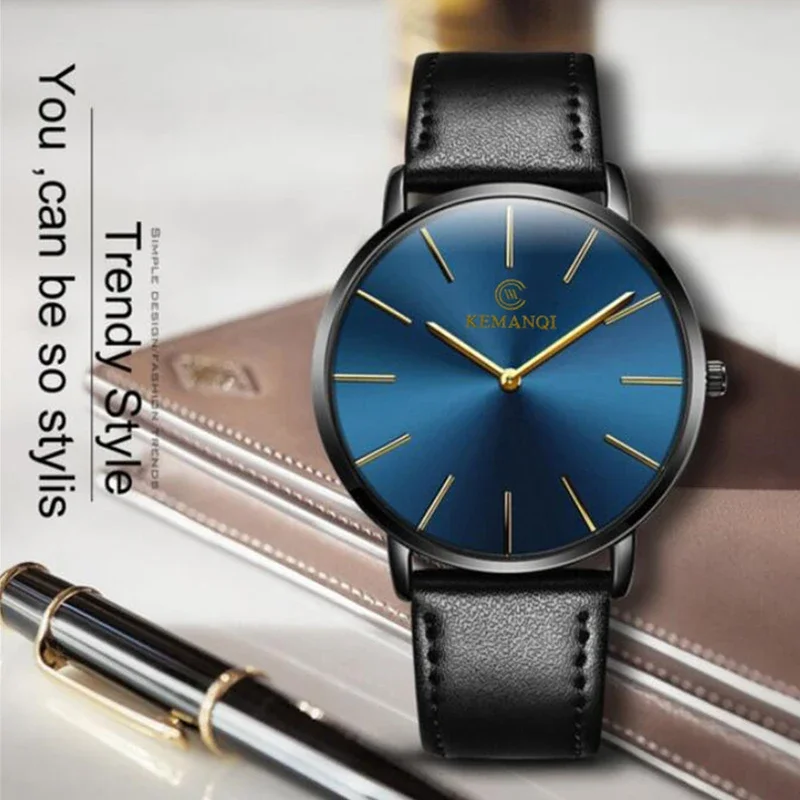 Jam Tangan Pria Ultra Tipis Mo - Leather Watch Band Men ulasan dan harga